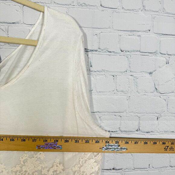 Romantic Prairie Lace Tunic Women Plus Size 2XL Ivory Sheer Overlay Cottagecore - Picture 6 of 9